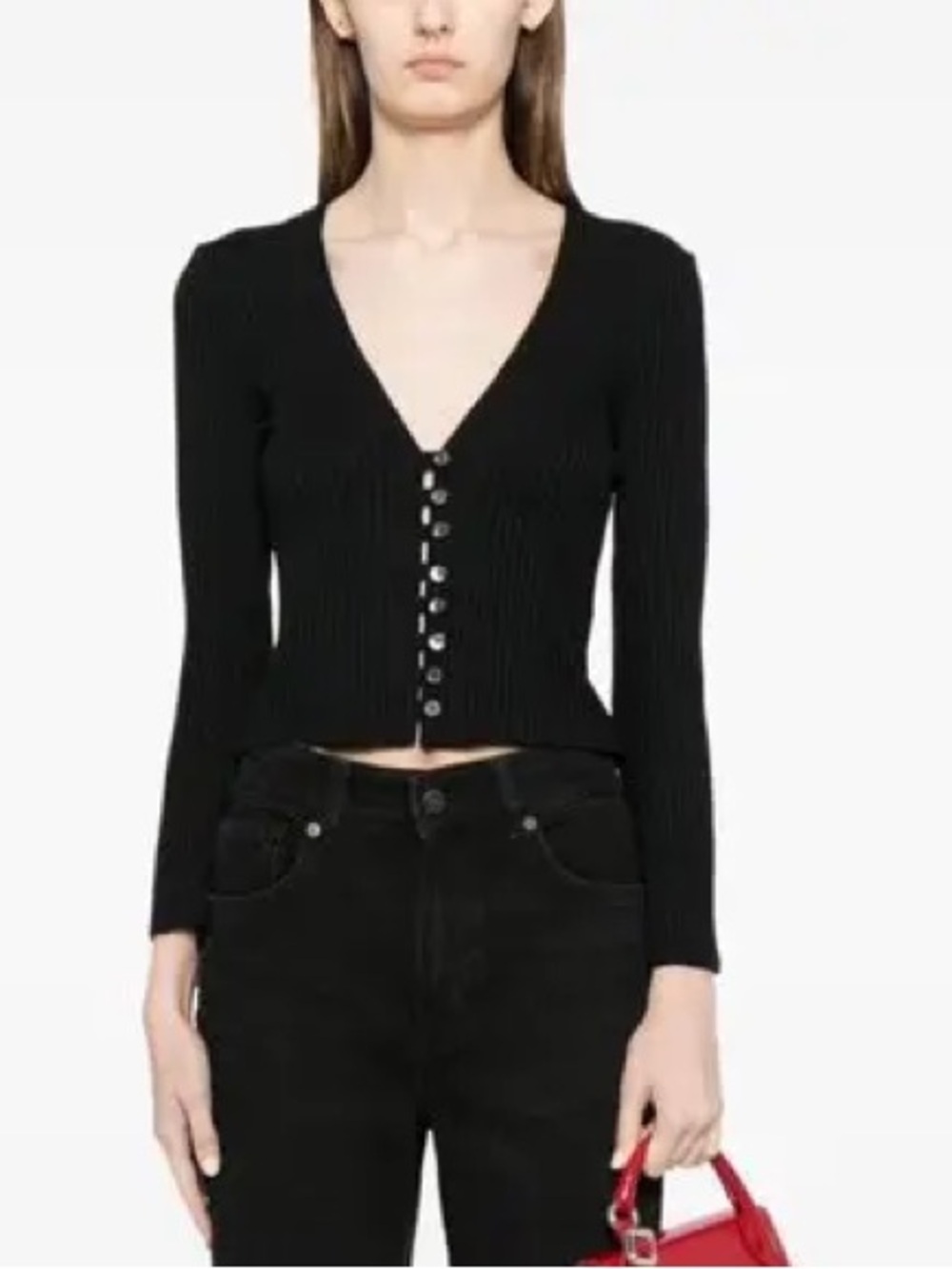 Reformation Black Long Sleeve Knit Top Size S